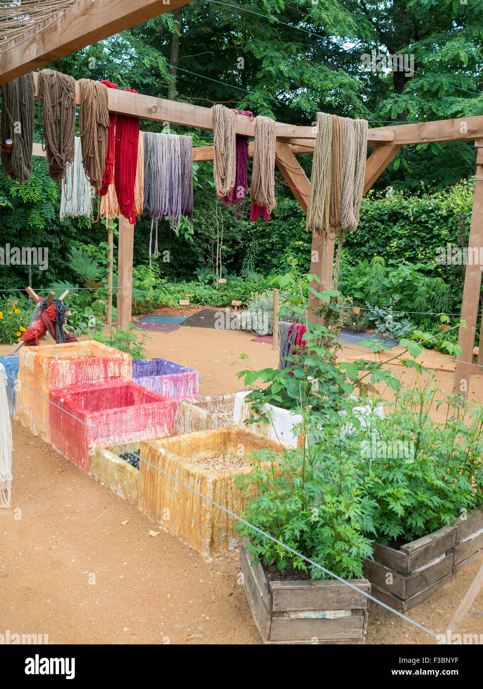 Dye plants garden installation at the International Garden Festival 2015 at Domain of Chaumont-sur-Loire Stock Photo
