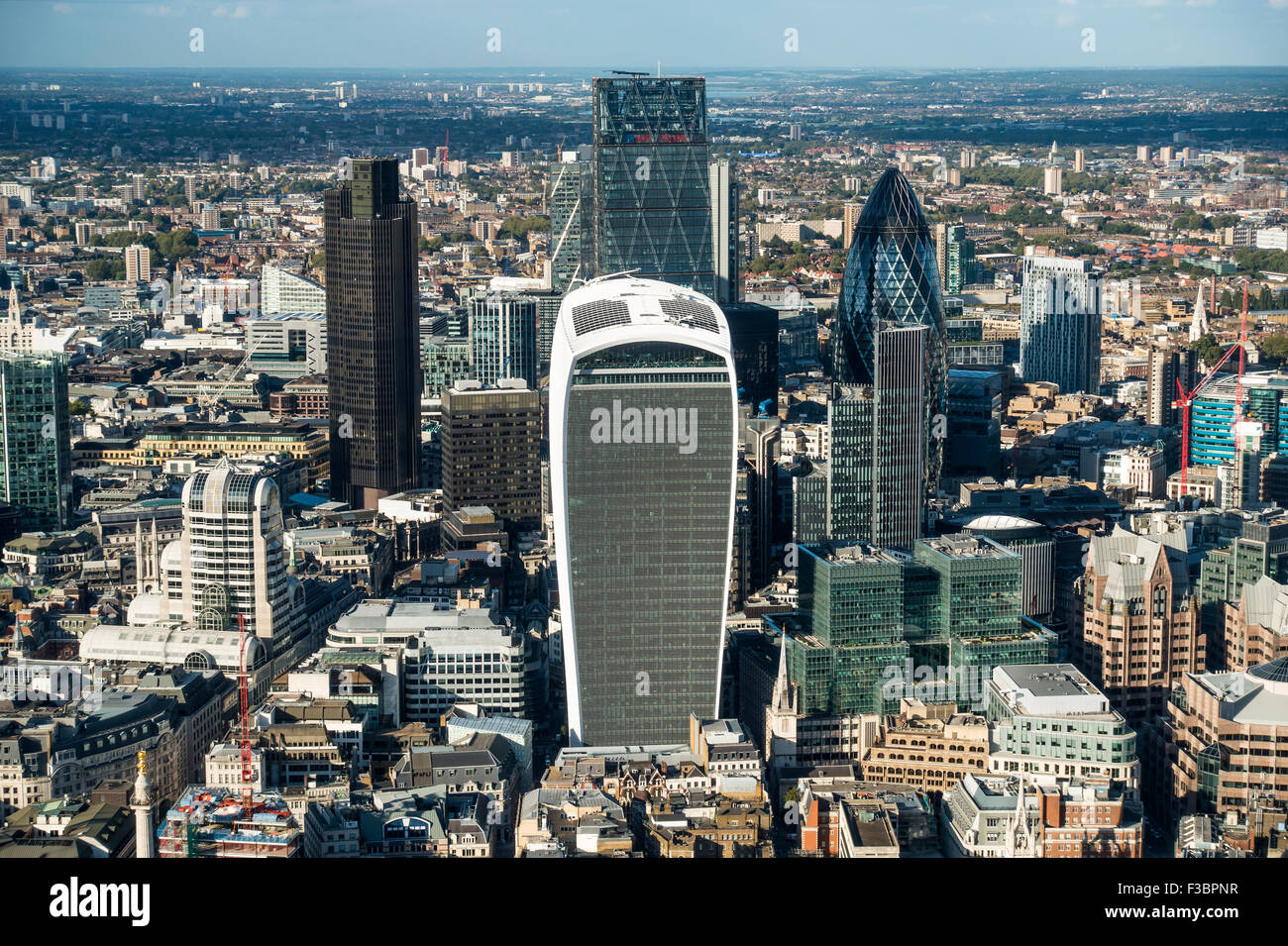 The City Gherkin Walkie Talkie Cheesegrater Buildings View from the Shard London Stock Photo