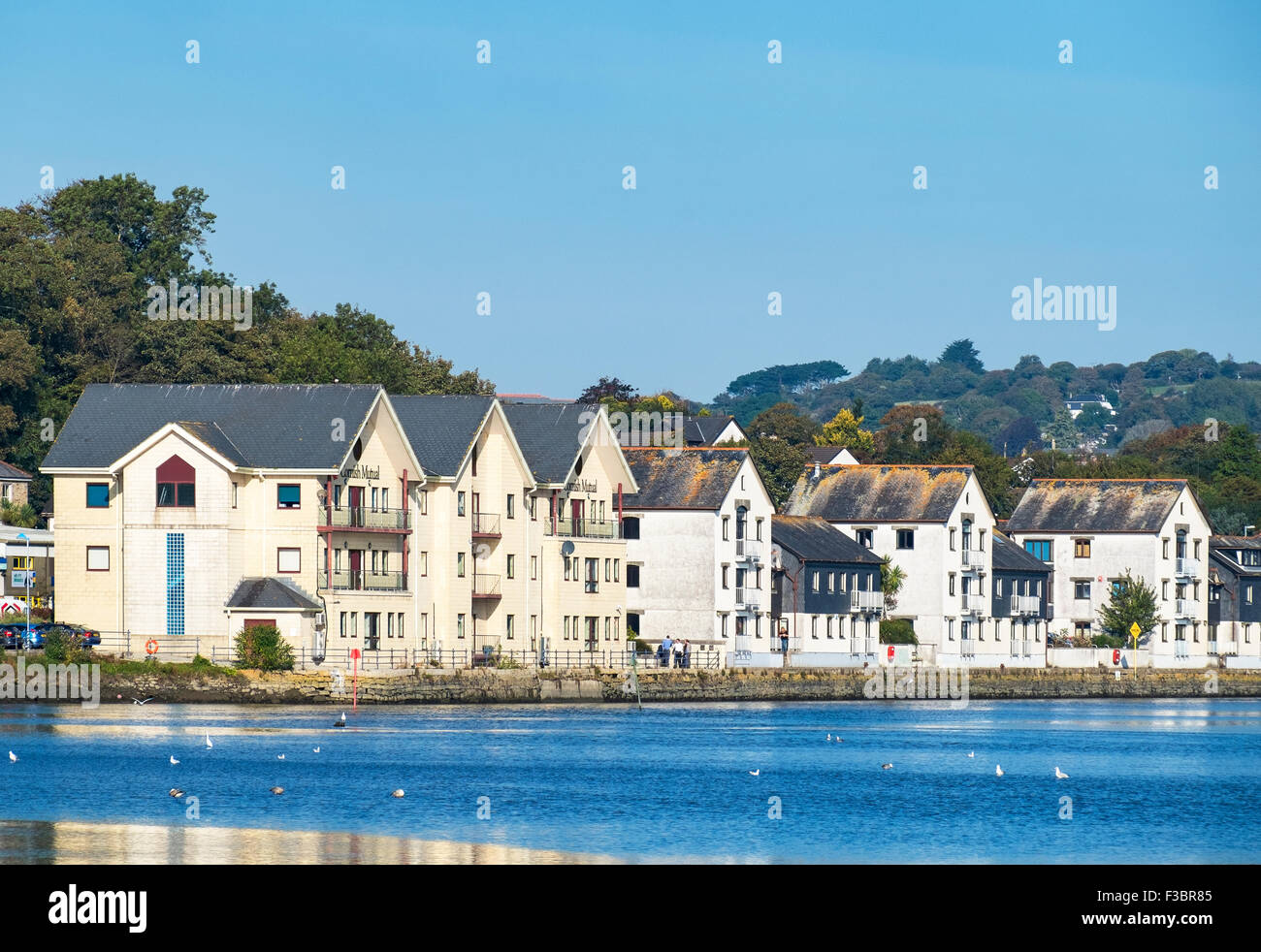apartments and offices alongside the river Fal in Truro, Cornwall