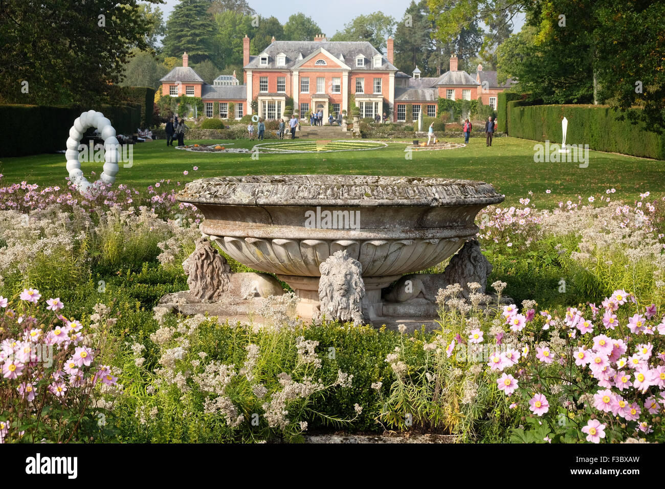Newport House, Almeley, Herefordshire UK - Sunday 4th October 2015 - Opening day for the Out of Nature sculpture exhibition featuring over 200 pieces of work from 40 artists displayed in the formal gardens of Newport House. The exhibition in the formal gardens runs until October 25th 2015. Stock Photo