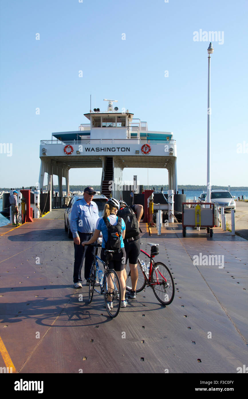 Passengers At The Northport Ferry Landing Door County Wisconsin