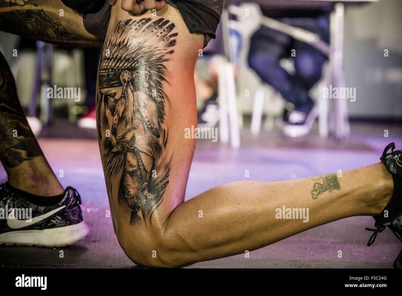 Barcelona Catalonia Spain 4th Oct 2015 A Male Tattoo Contestant 