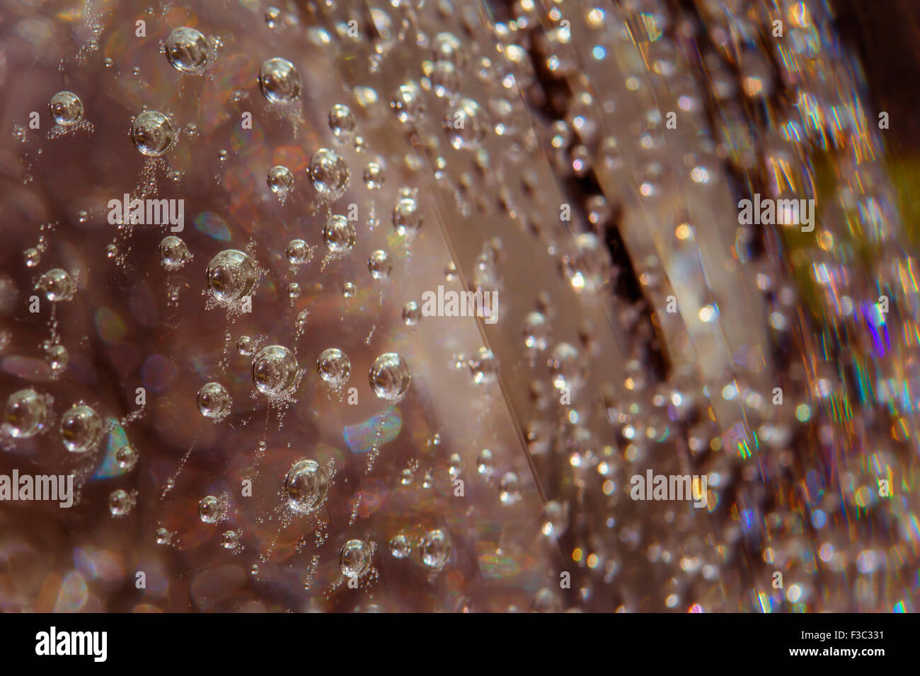 Macro photograph of bubbles in glass. Stock Photo