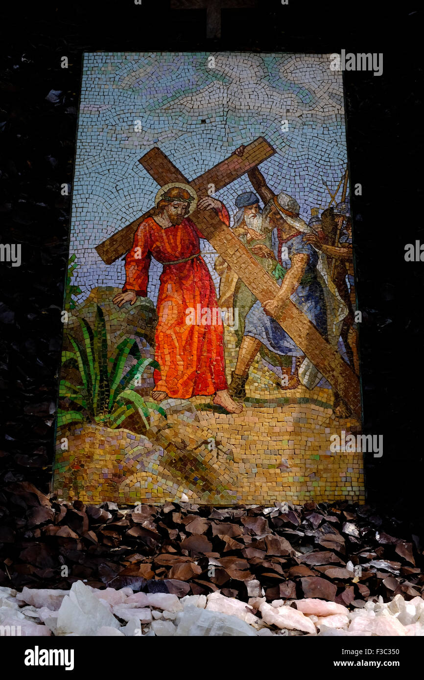 One of the Stations of the Cross at the Grotto of the Redemption in West Bend, Iowa Stock Photo