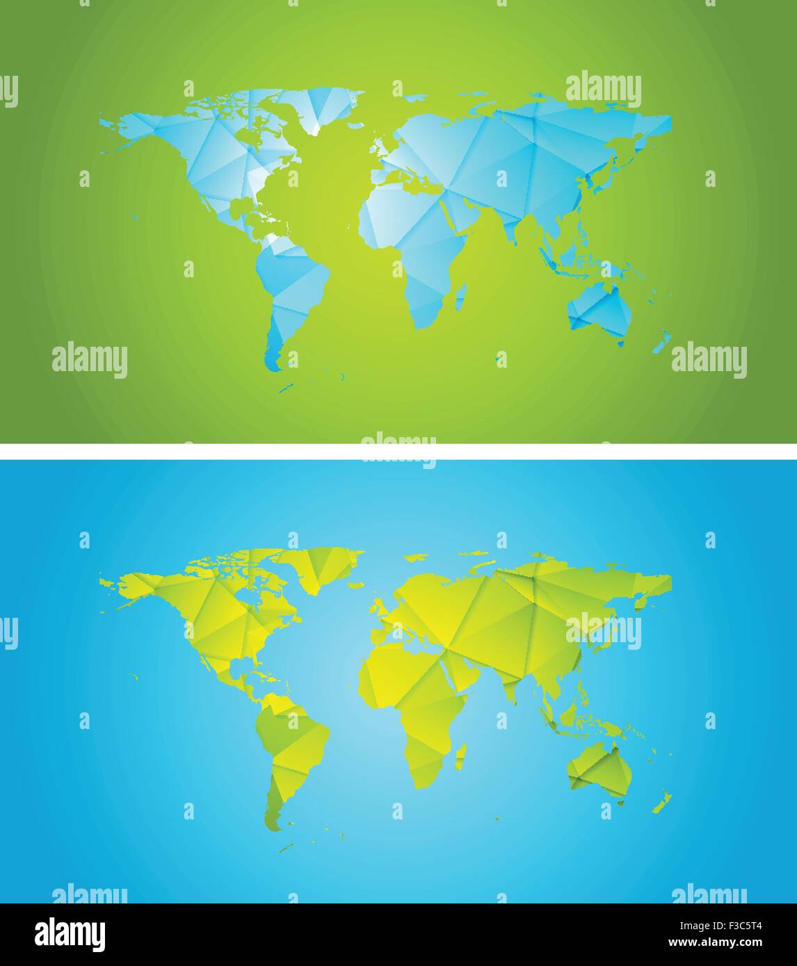 Bright abstract tech polygonal world map design. Vector background ...