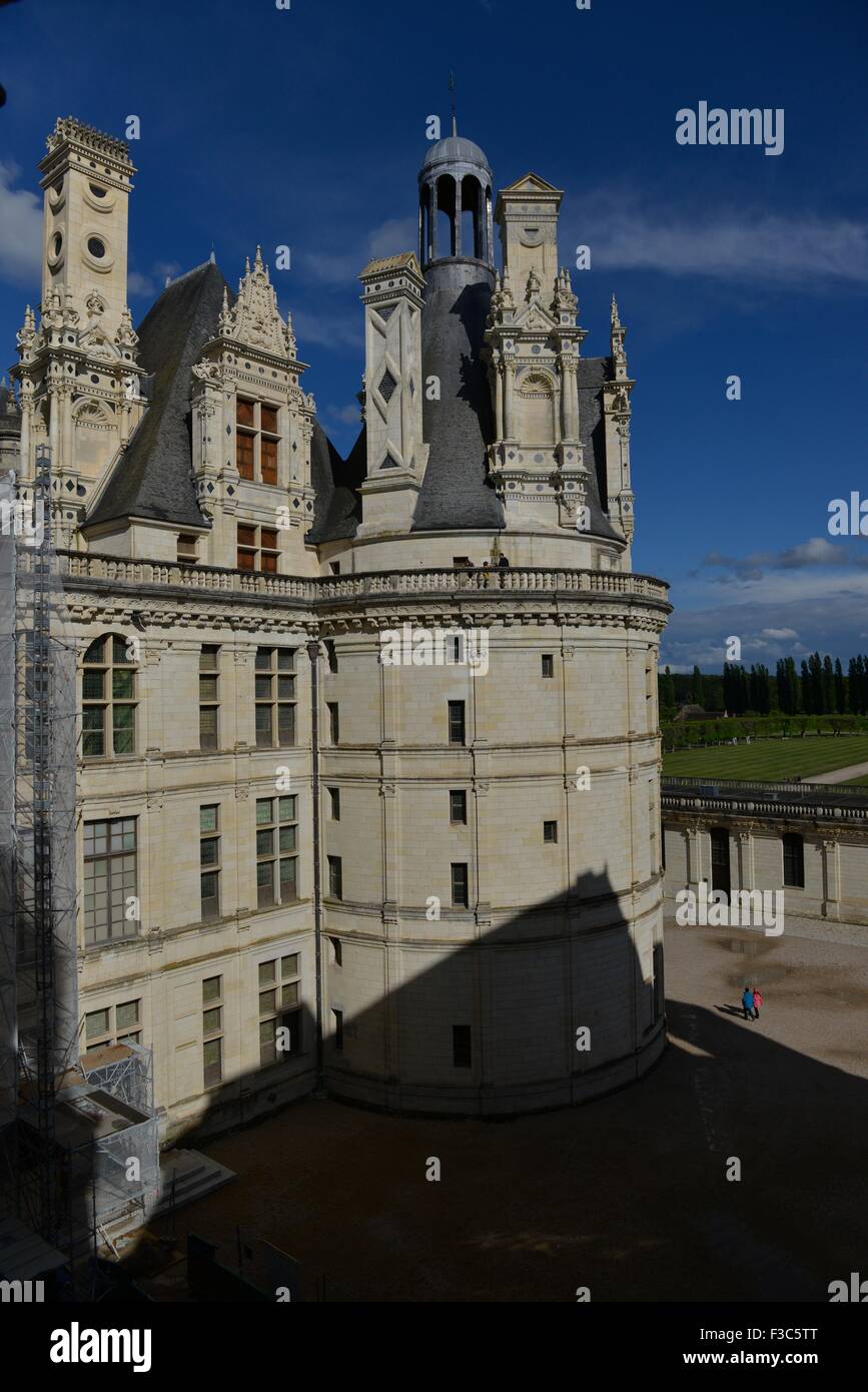 The royal Château de Chambord at Chambord, Loir-et-Cher, France, is one of the most recognizable châteaux in the world. Stock Photo