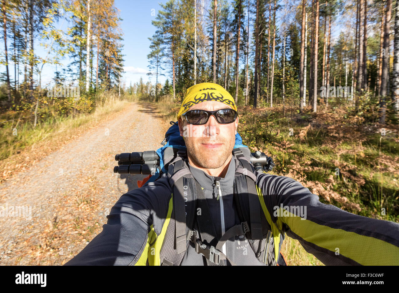 Selfie of a trekker, Tammela, Finland, Europe, EU Stock Photo