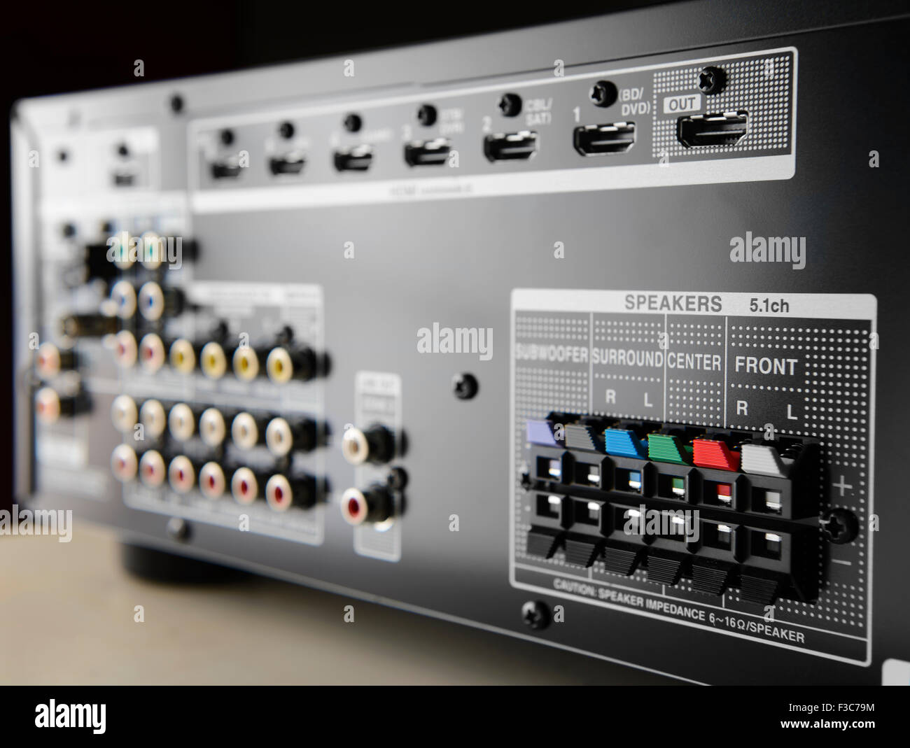 Speaker cable terminals Stock Photo Alamy