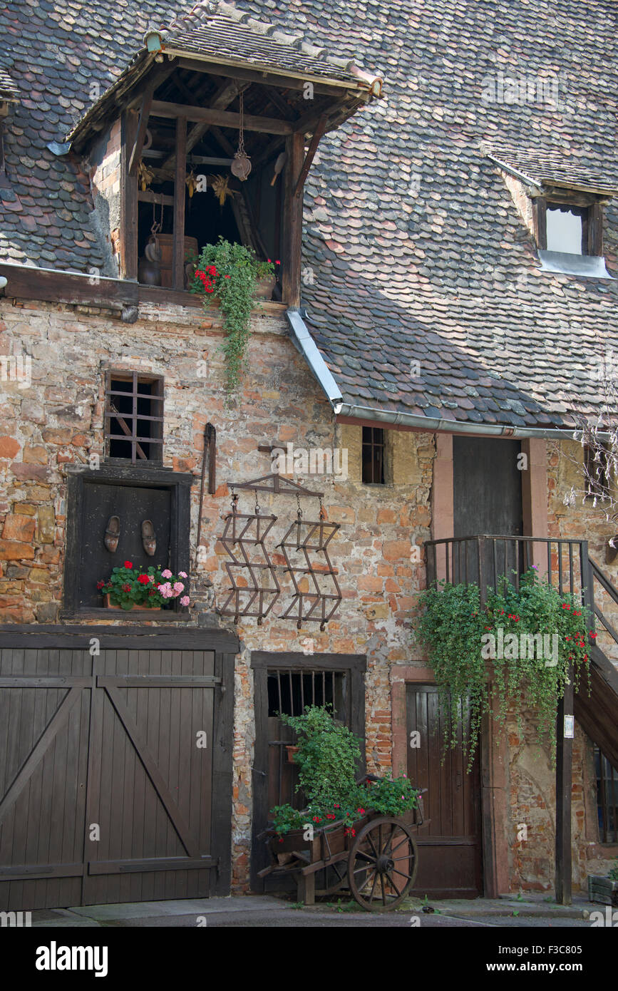 Traditional old farm house Colmar Alsace France Stock Photo