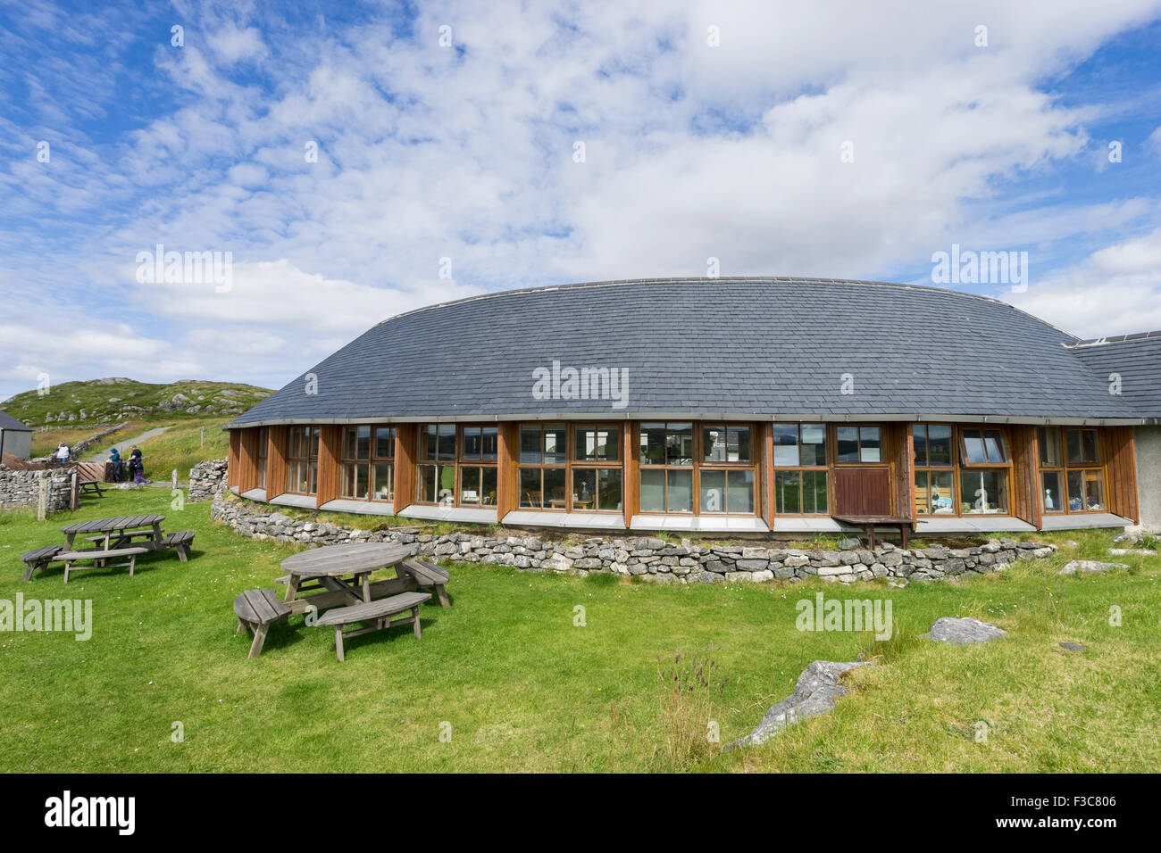 Modern visitors' centre at Callanish Standing Stones on Isle of Lewis in Outer Hebrides Scotland United Kingdom Stock Photo