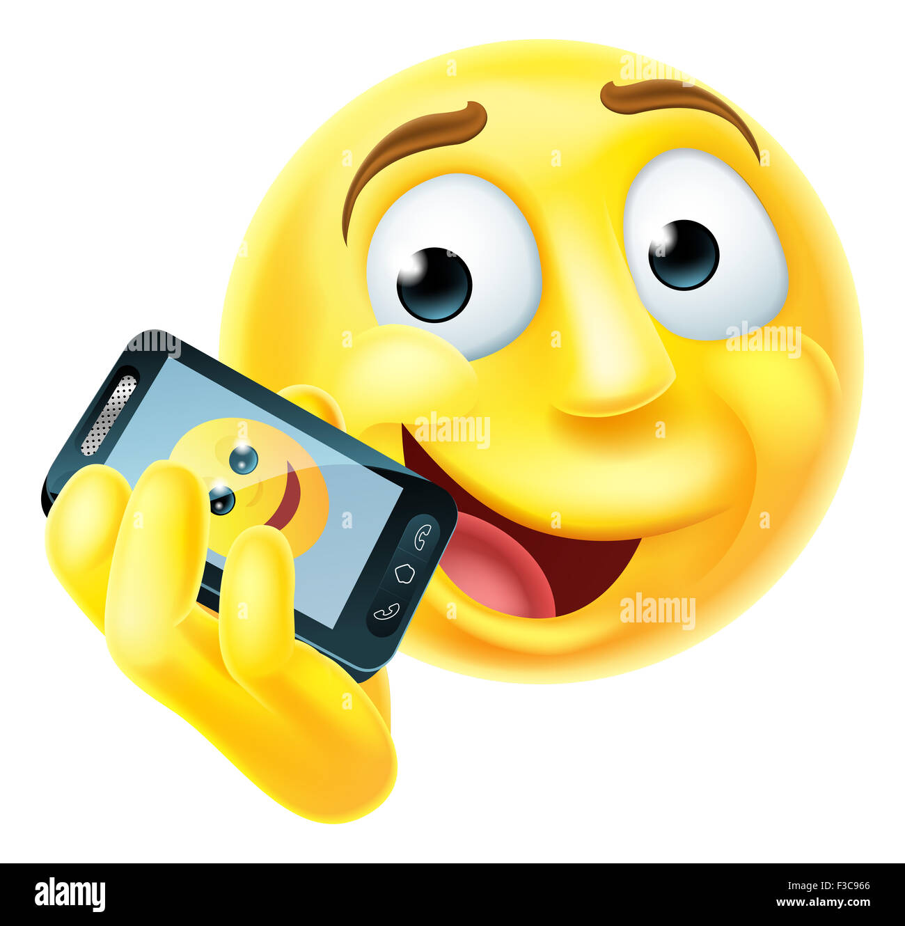 smiley face with cell phone clipart