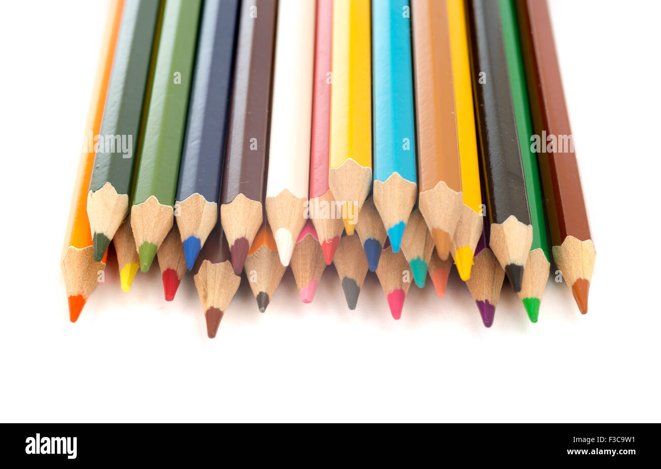 Set of crayons on white Stock Photo - Alamy