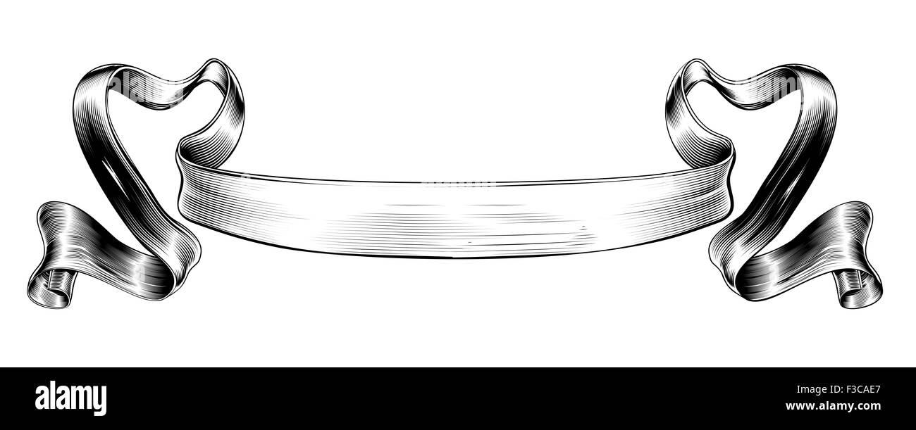 Original illustration of vintage woodcut style scroll banner Stock