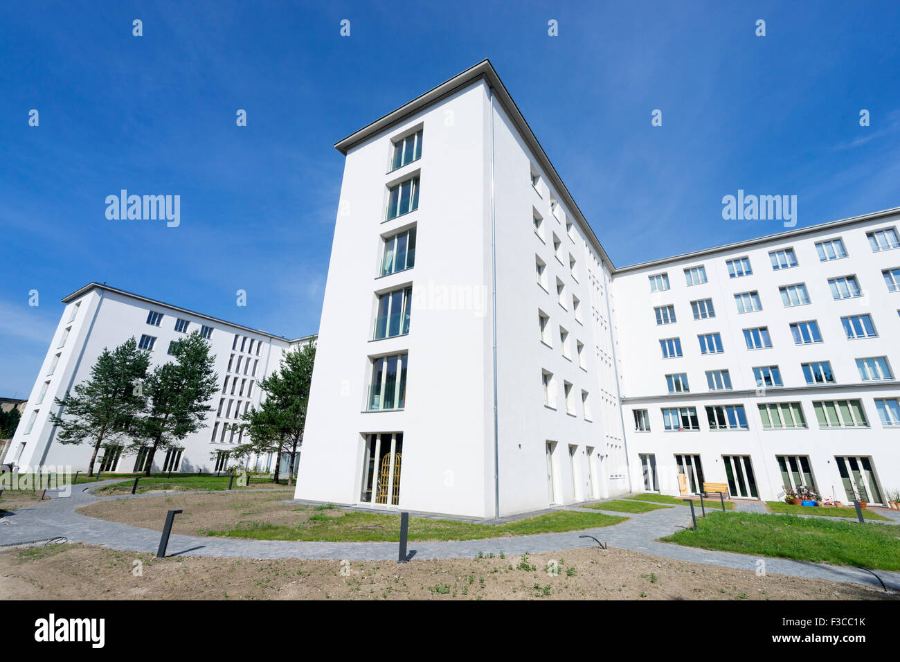 Renovated modern apartments at former Nazi era buildings at former resort Prora on Rugen Island in Mecklenburg Vorpommern German Stock Photo