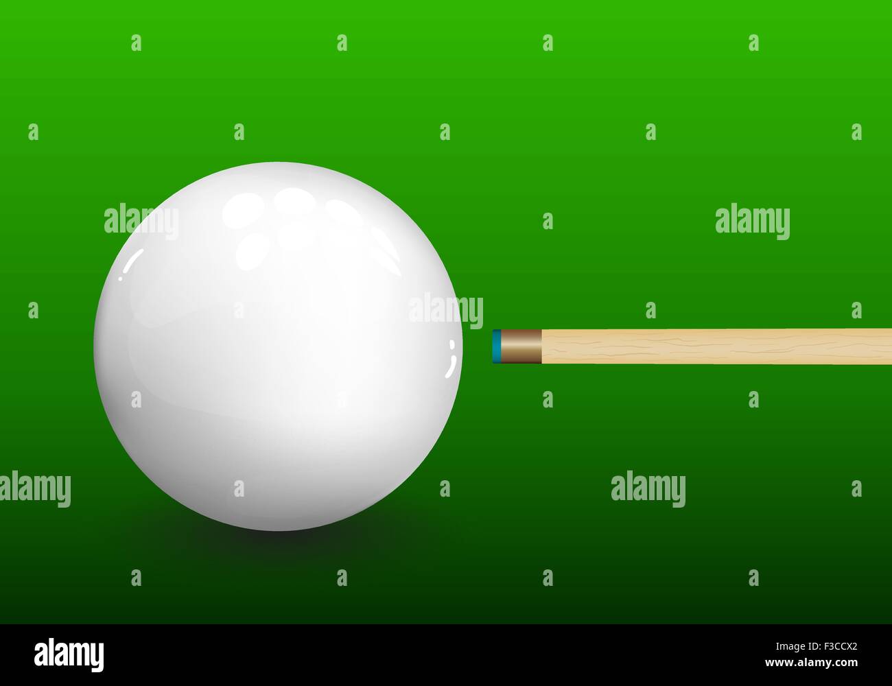 Billiard (snooker) ball with aiming cue on green background. Vector ...