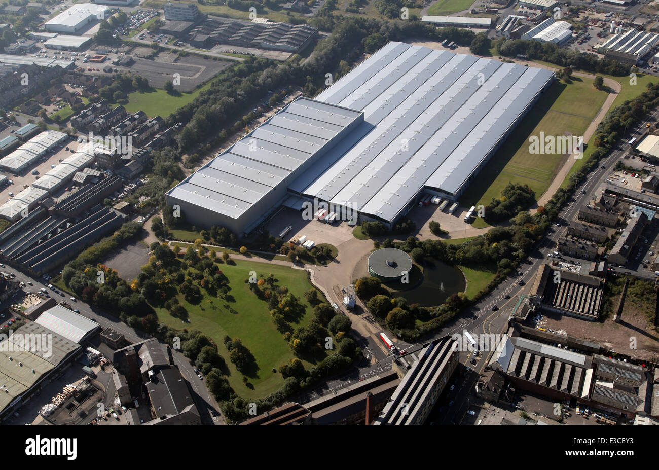 aerial view of Grattan plc head office and distribution factory in Bradford, West Yorkshire, UK Stock Photo