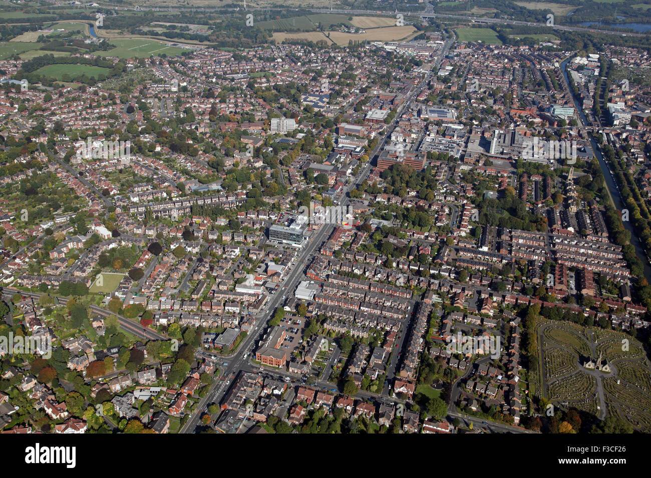 aerial view of the Cheshire town of Sale, UK Stock Photo Alamy