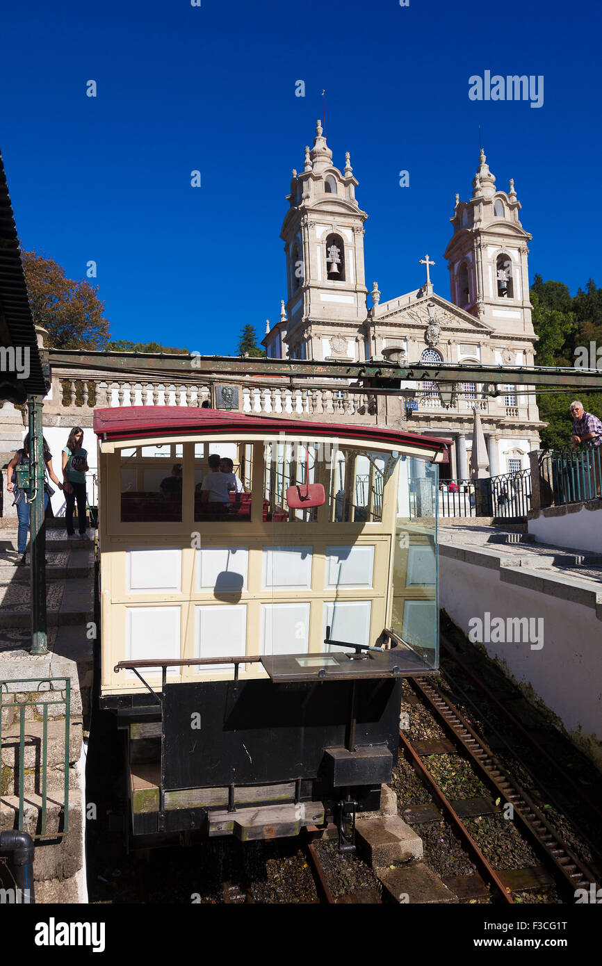 Funicular in Bom Jesus do Monte, Braga, Nord, Portugal Stock Photo