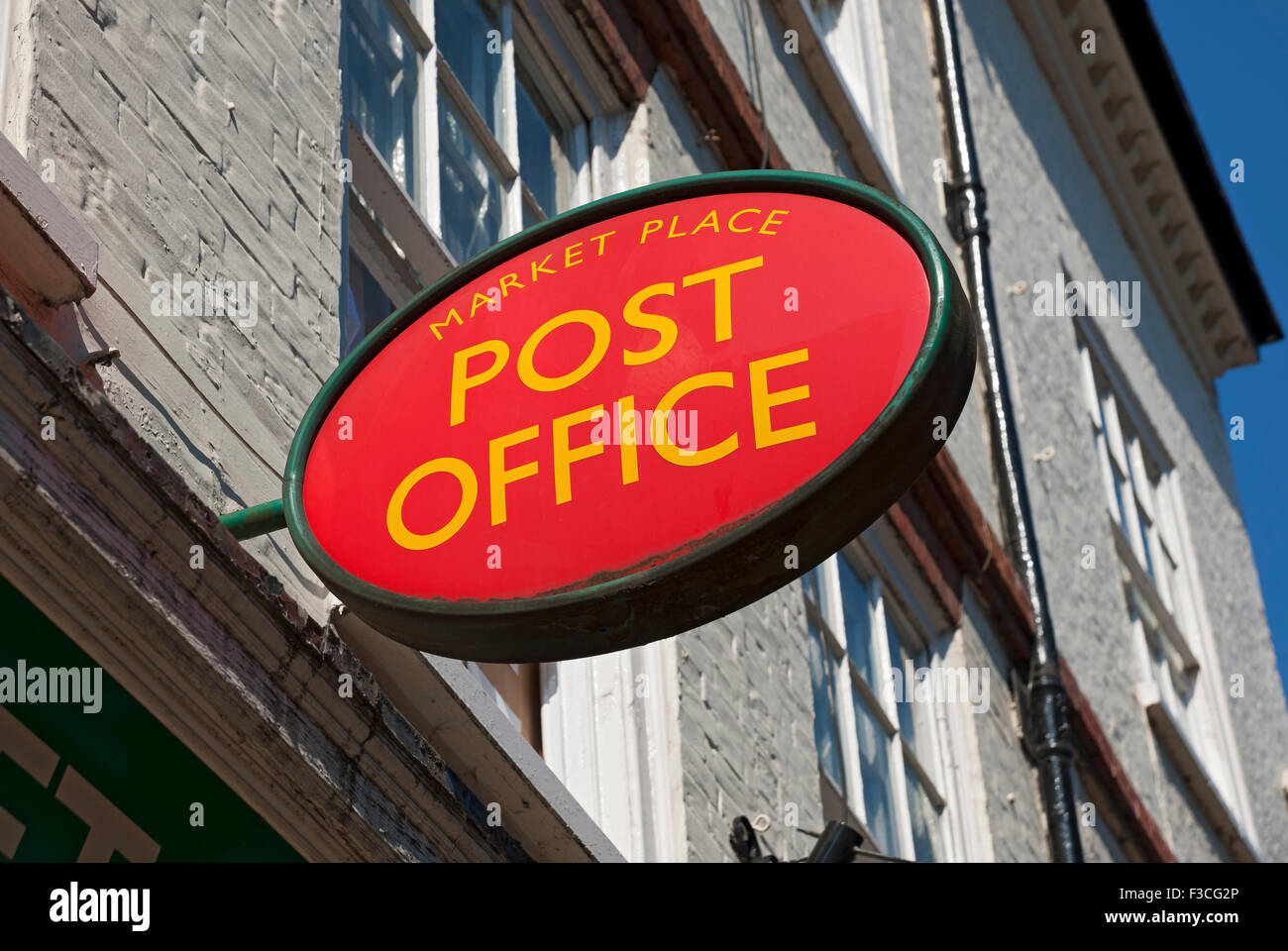 Close up of Post office exterior sign signage York North Yorkshire England UK United Kingdom GB Great Britain Stock Photo