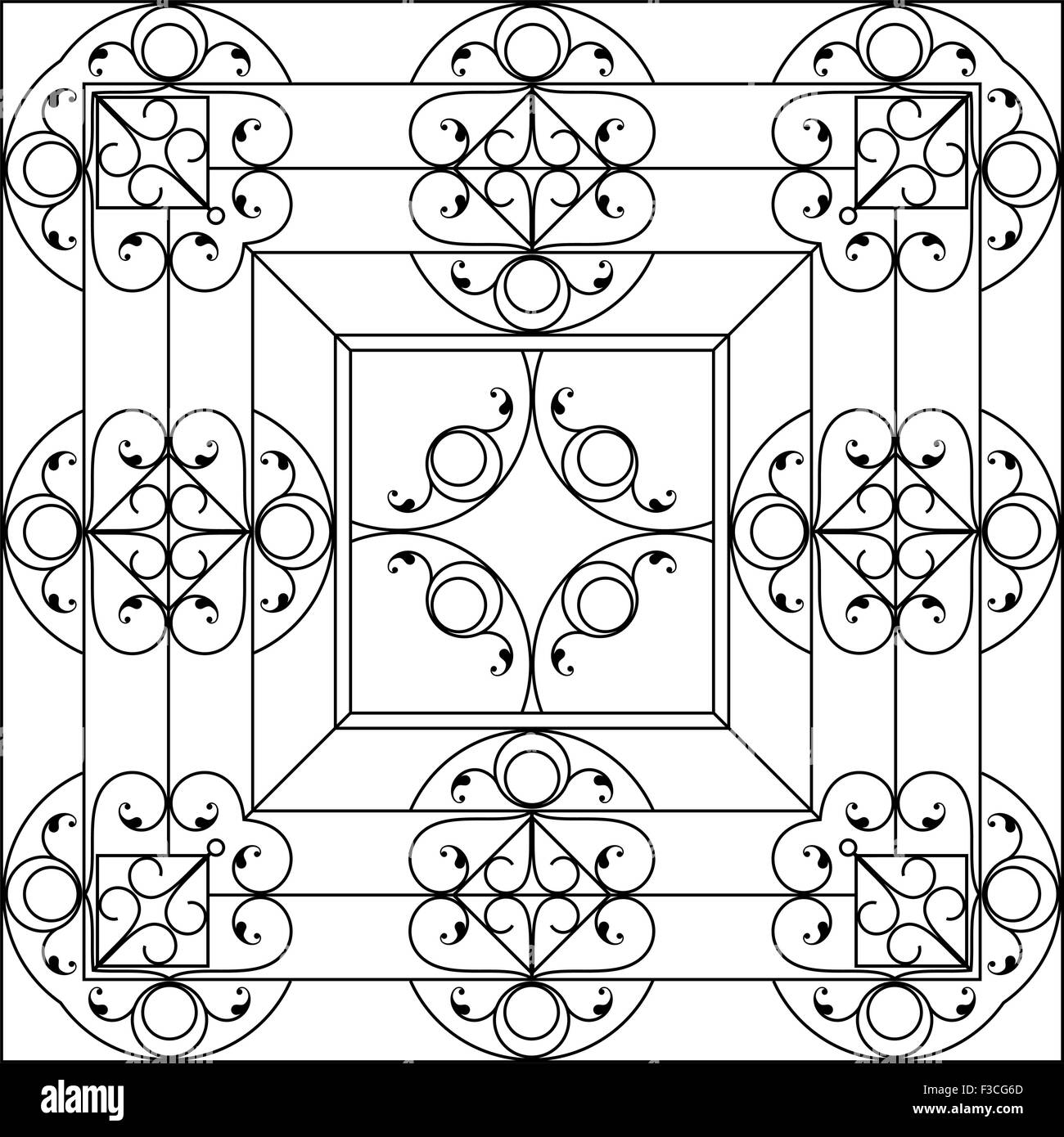 Wrought Iron Grill, Gate, Door, Fence, Window, Railing Design Vector Art Stock Vector