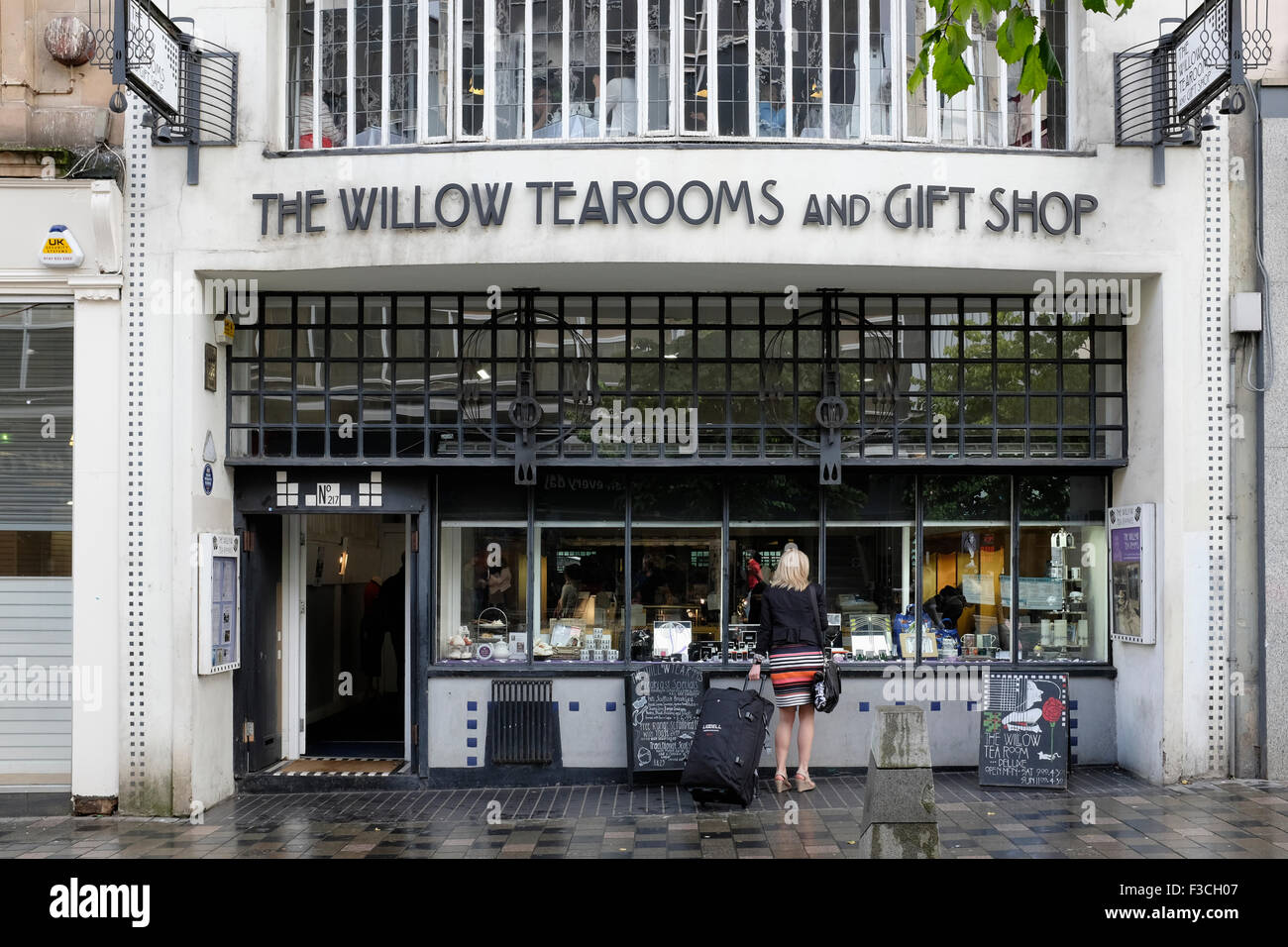 Exterior of famous Willow Tearooms (prior to name change after refurb) designed by Charles Rennie Macintosh on Sauchiehall Street in Glasgow Scotland Stock Photo