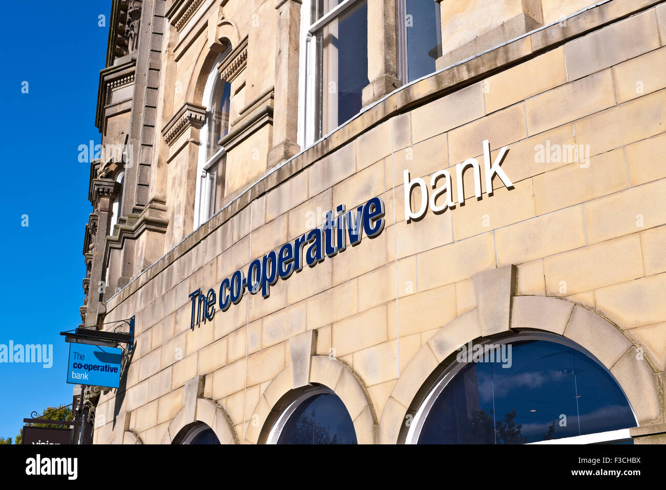 The Co-Operative Bank sign signage exterior Prospect Crescent Harrogate North Yorkshire England UK United Kingdom GB Great Britain Stock Photo