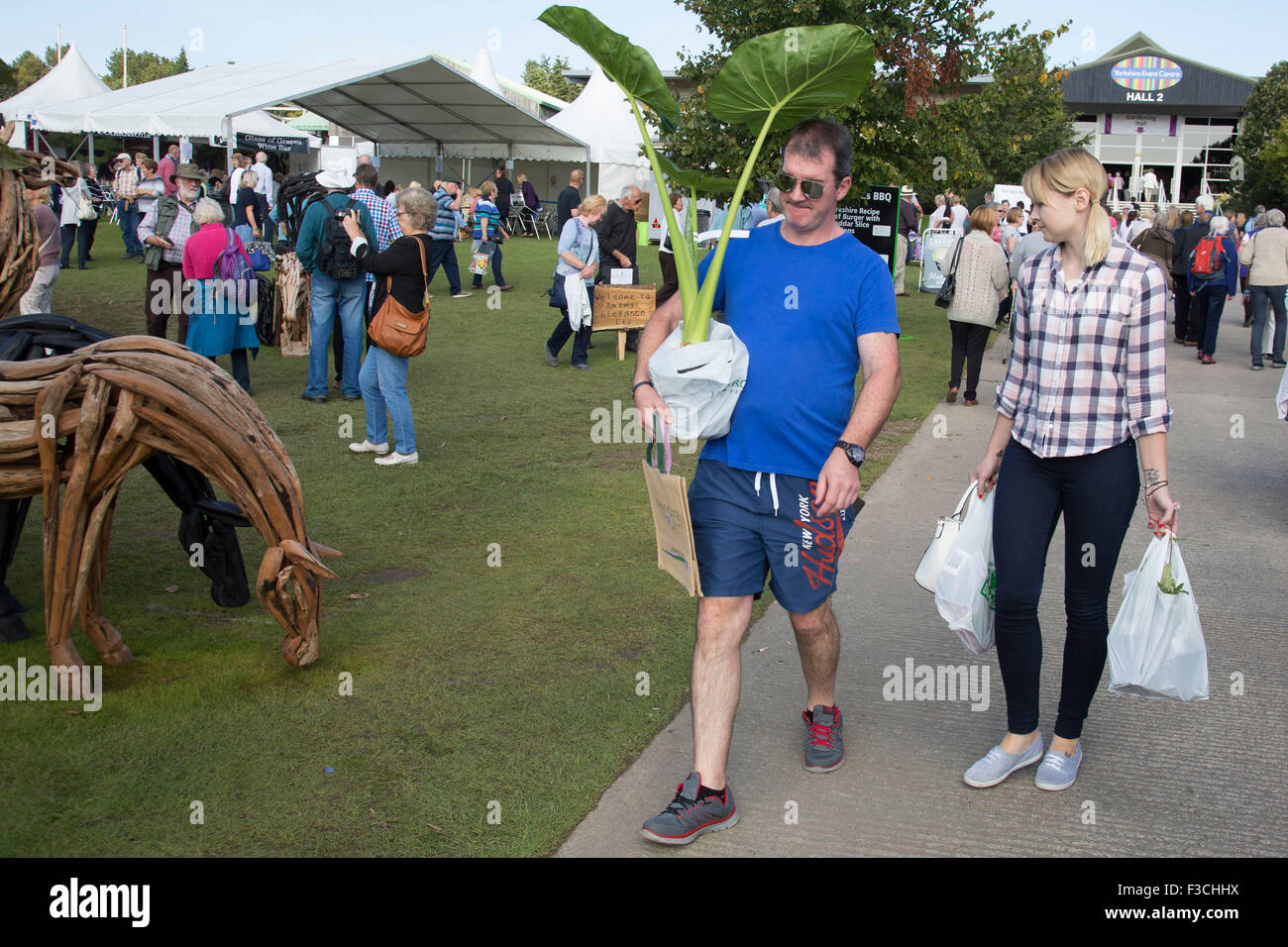 Harrogate Flower Show, North Yorkshire, England, UK. People outside in the show grounds. Stock Photo