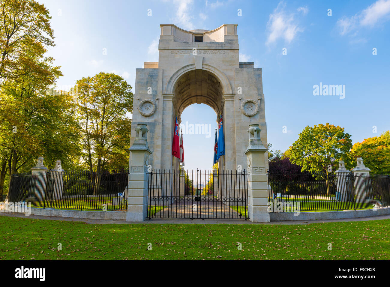 The War Memorial in victoria Park Leicester City, Leicestershire UK