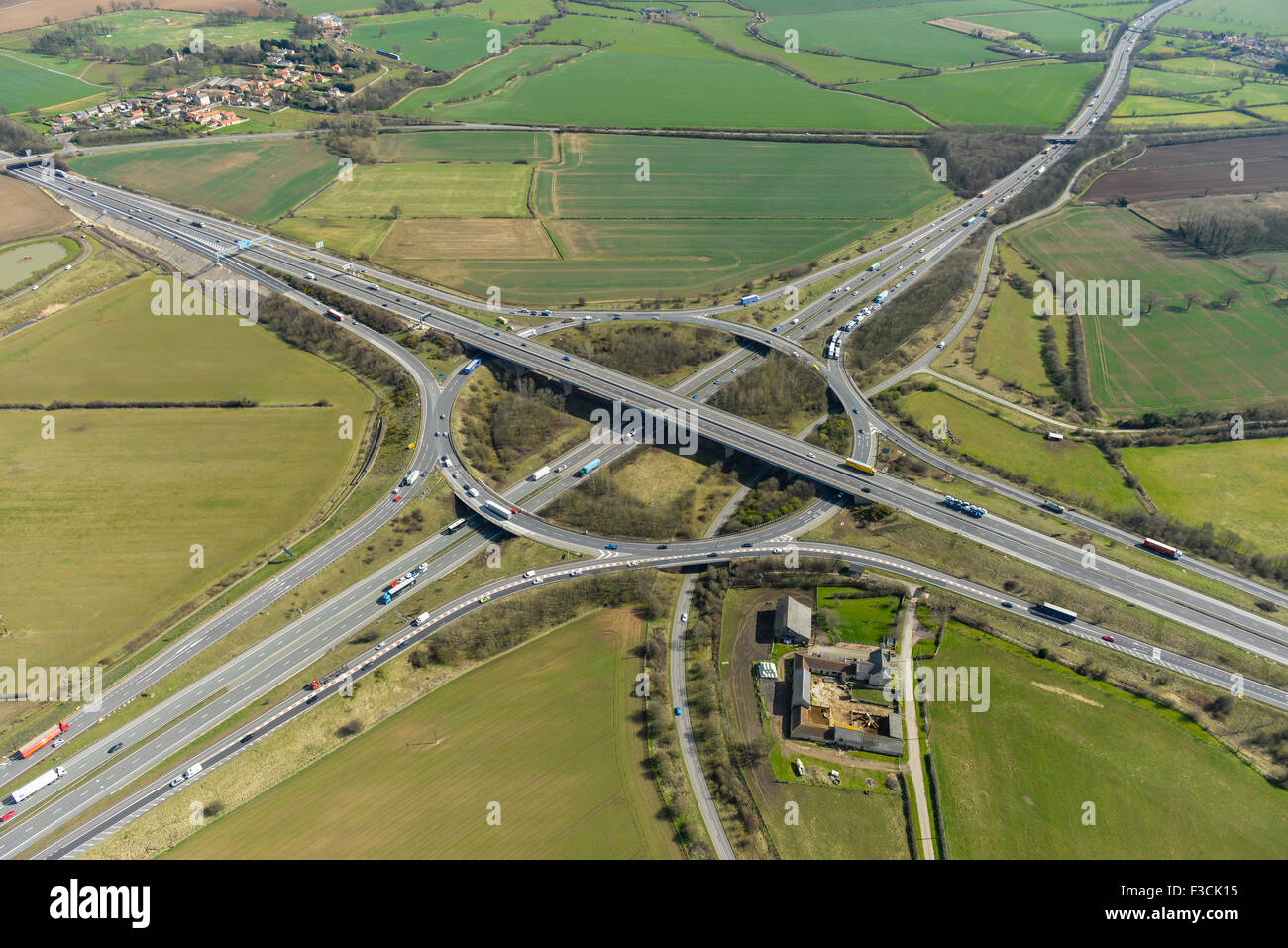 Aerial photograph of A1(M)-M18 junction, Wadworth, Doncaster Stock Photo