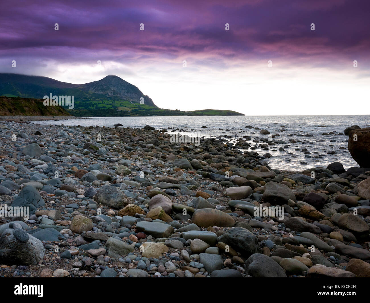 Passing storm and evening light looking towards Trefor, Llyn Peninsula, North Wales, UK. Stock Photo