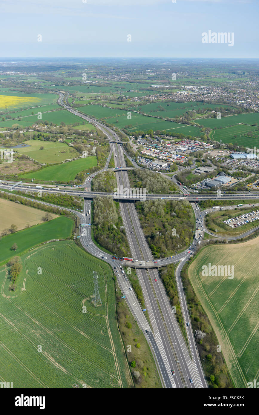 Aerial photograph of A1(M)-M25 junction, South Mimms, Hertfordshire Stock Photo