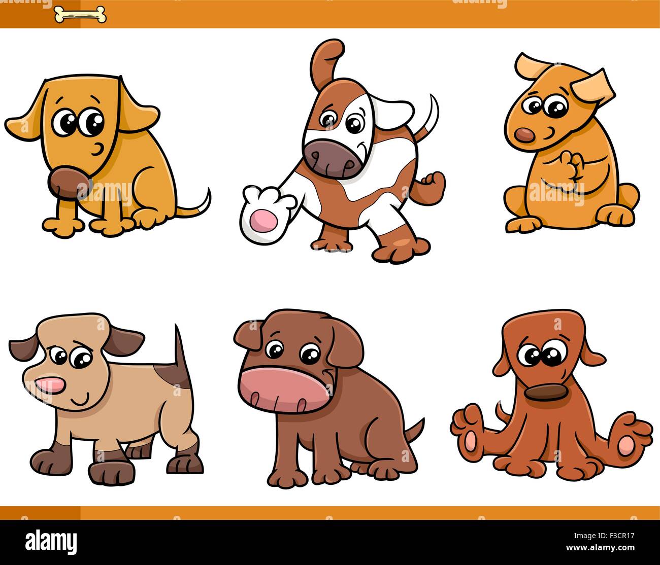 Cartoon Illustration of Dogs or Puppies Pets Animal Characters Set ...