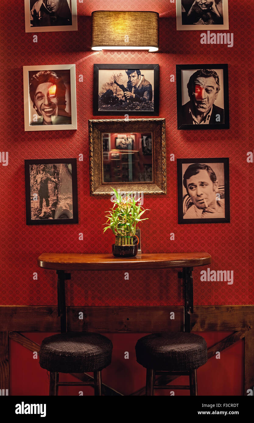 Cacak, Serbia - August 25, 2015: Interior design of a cafe. Retro style with modern approach. Stock Photo