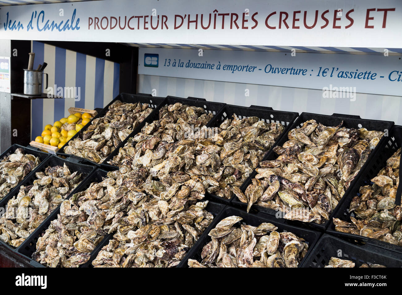Oysters port Cancale French Brittany France Europe Stock Photo