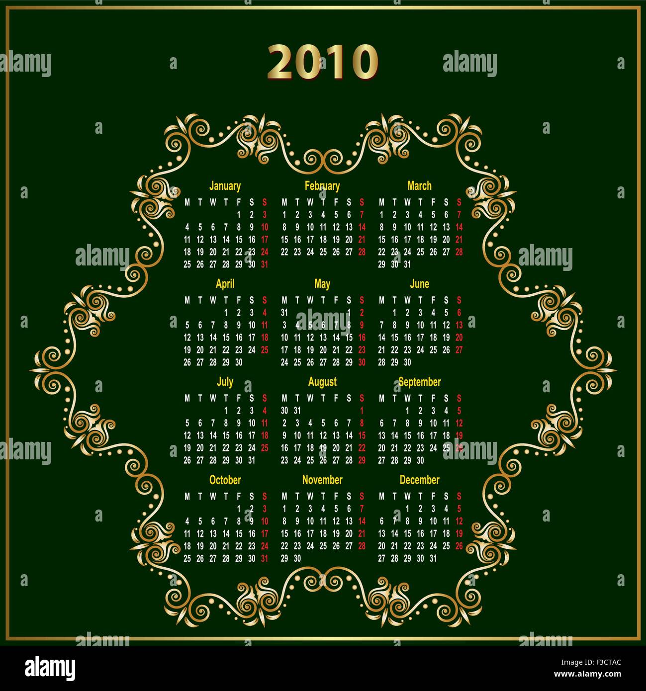 Calendar design 2010 vector art hi-res stock photography and Calendar design 2010 vector art hi-res stock photography and