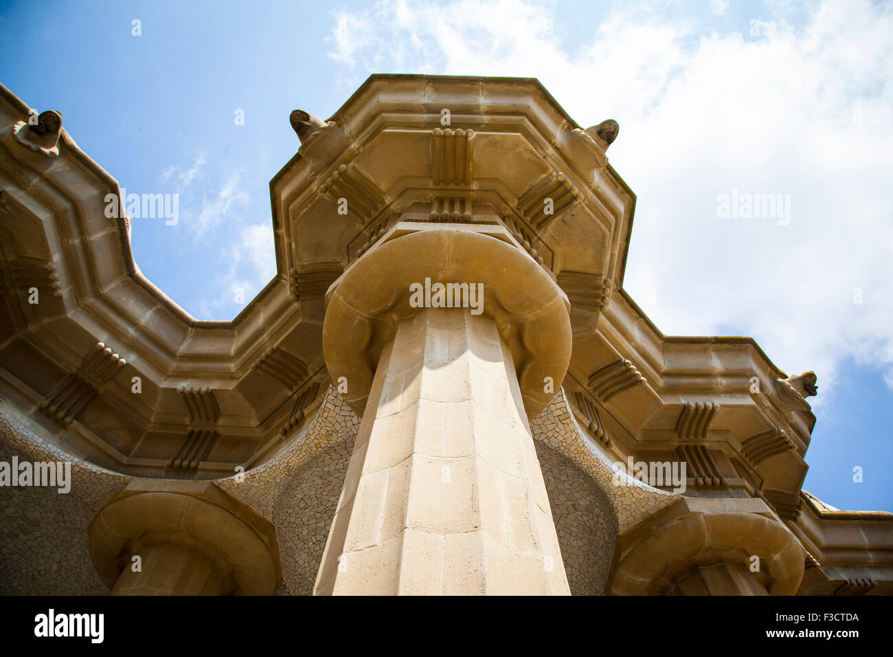 Room of 100 Columns, doric columns hold the square above in Park Guell Stock Photo