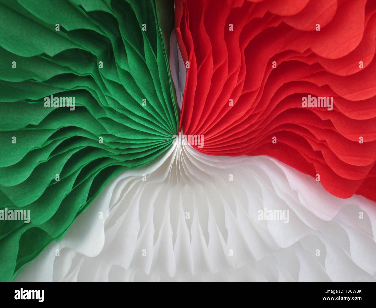 Close up of italian paper decoration, red, green, white Stock Photo