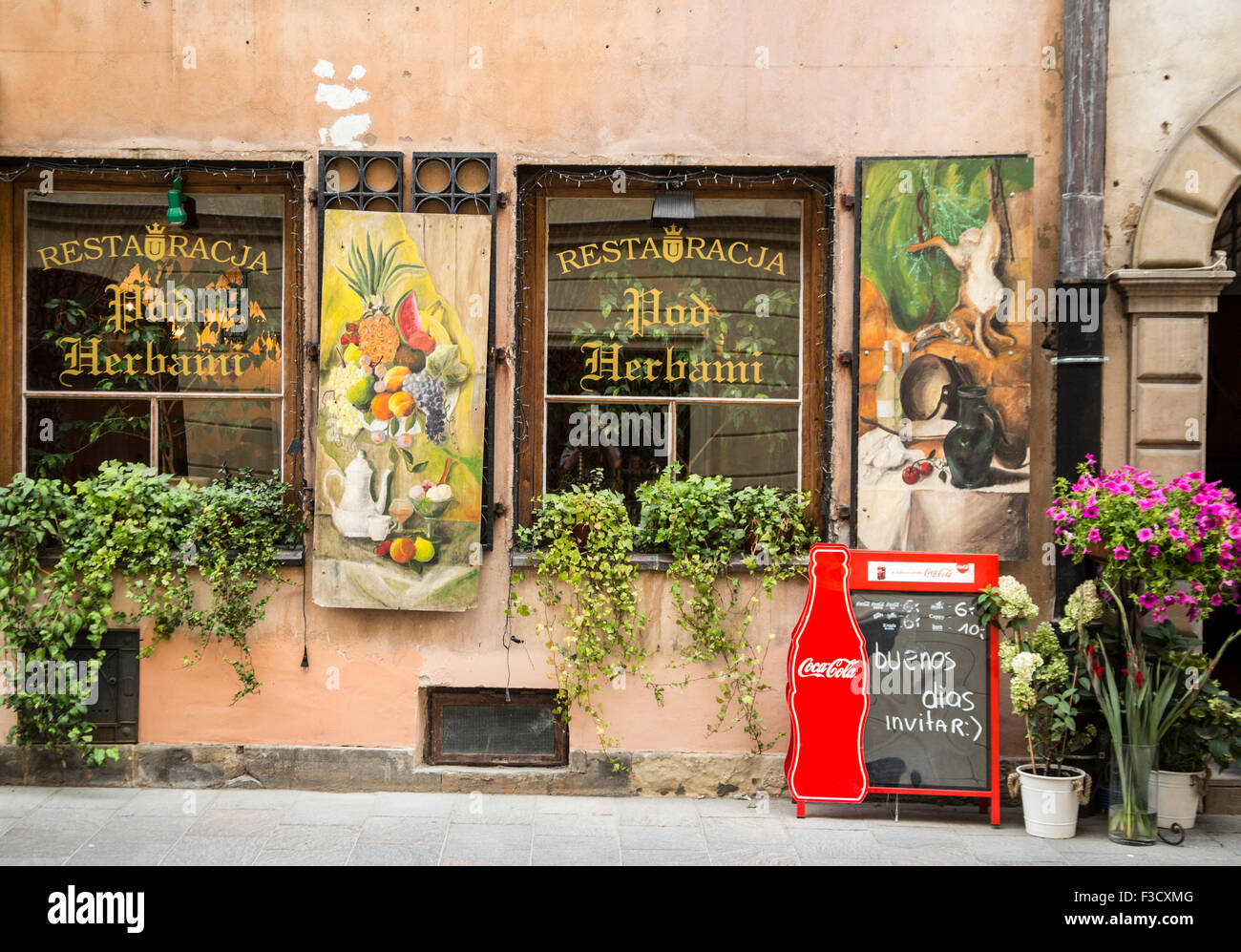 Poland restaurant in the old city of Warsaw, the Barbican. Stock Photo