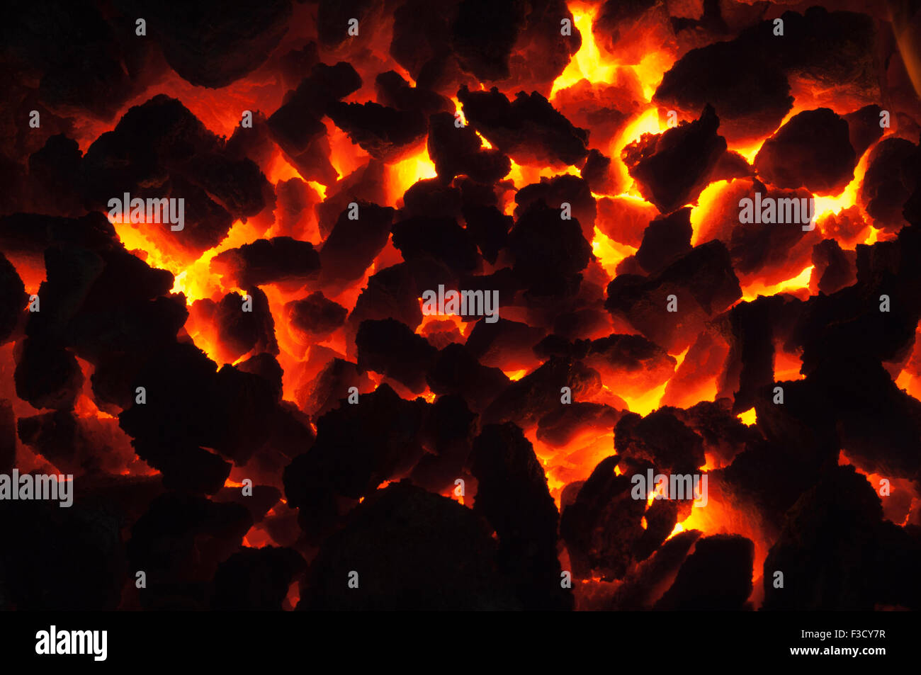 Close up of coal fire. Stock Photo