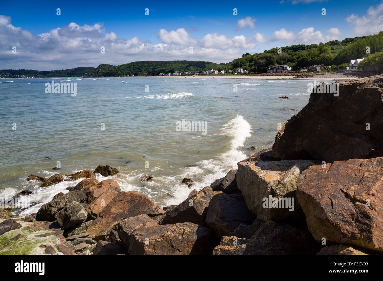 Beach Plestin-les-Grèves French Brittany France Europe Stock Photo