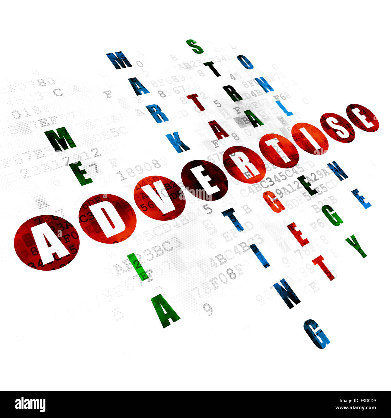 Marketing Concept Pixelated Red Word Advertise In Solving Crossword 