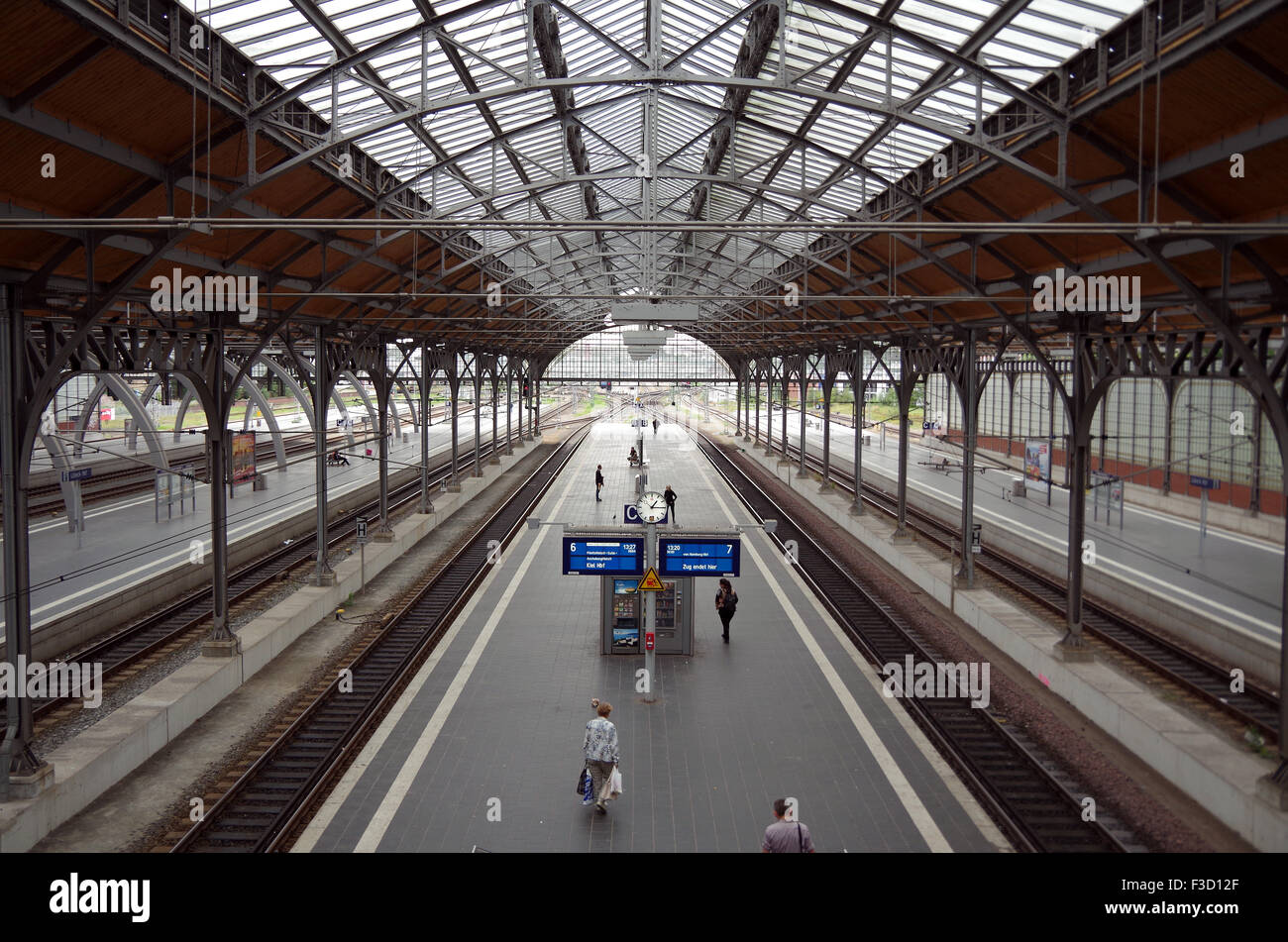 Trainshed at Lubeck HBf, Germany. Stock Photo