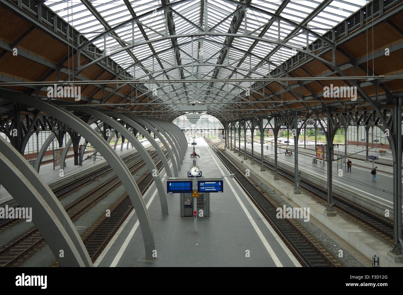 Trainshed at Lubeck HBf, Germany. Stock Photo