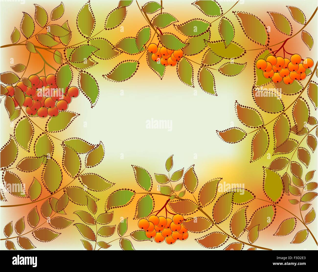 Frame from autumn leaves and rowan. EPS10 vector illustration Stock ...
