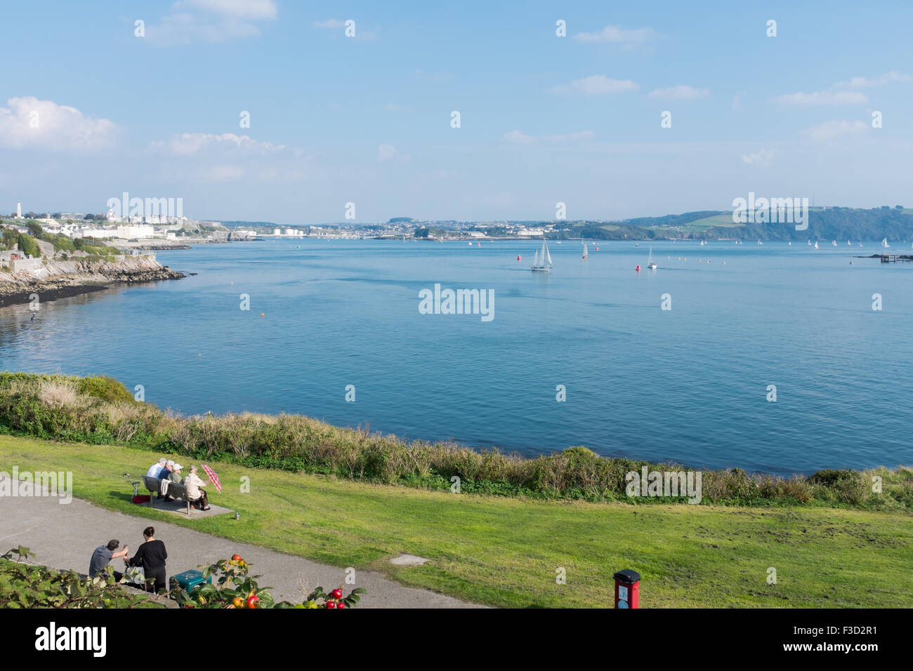 View over Firestone Bay and Plymouth from Admiralty Road in Plymouth
