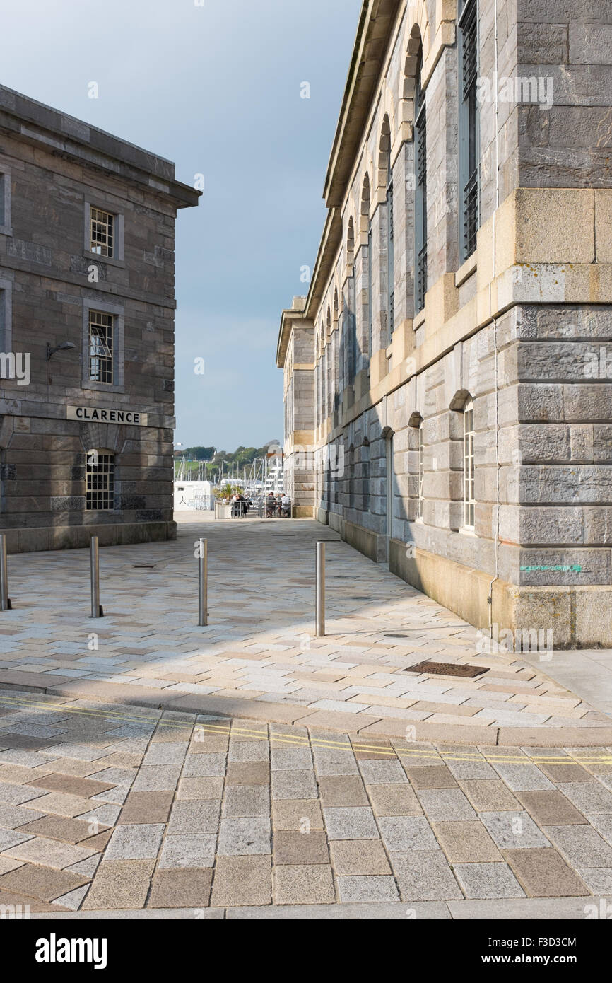 Detail of some of the Grade 1 listed buildings at Royal William Yard in Plymouth designed by Sir John Rennie Stock Photo