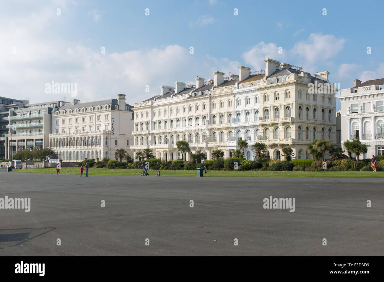 Elliot Terrace and the former Grand Hotel on Plymouth Hoe Stock Photo