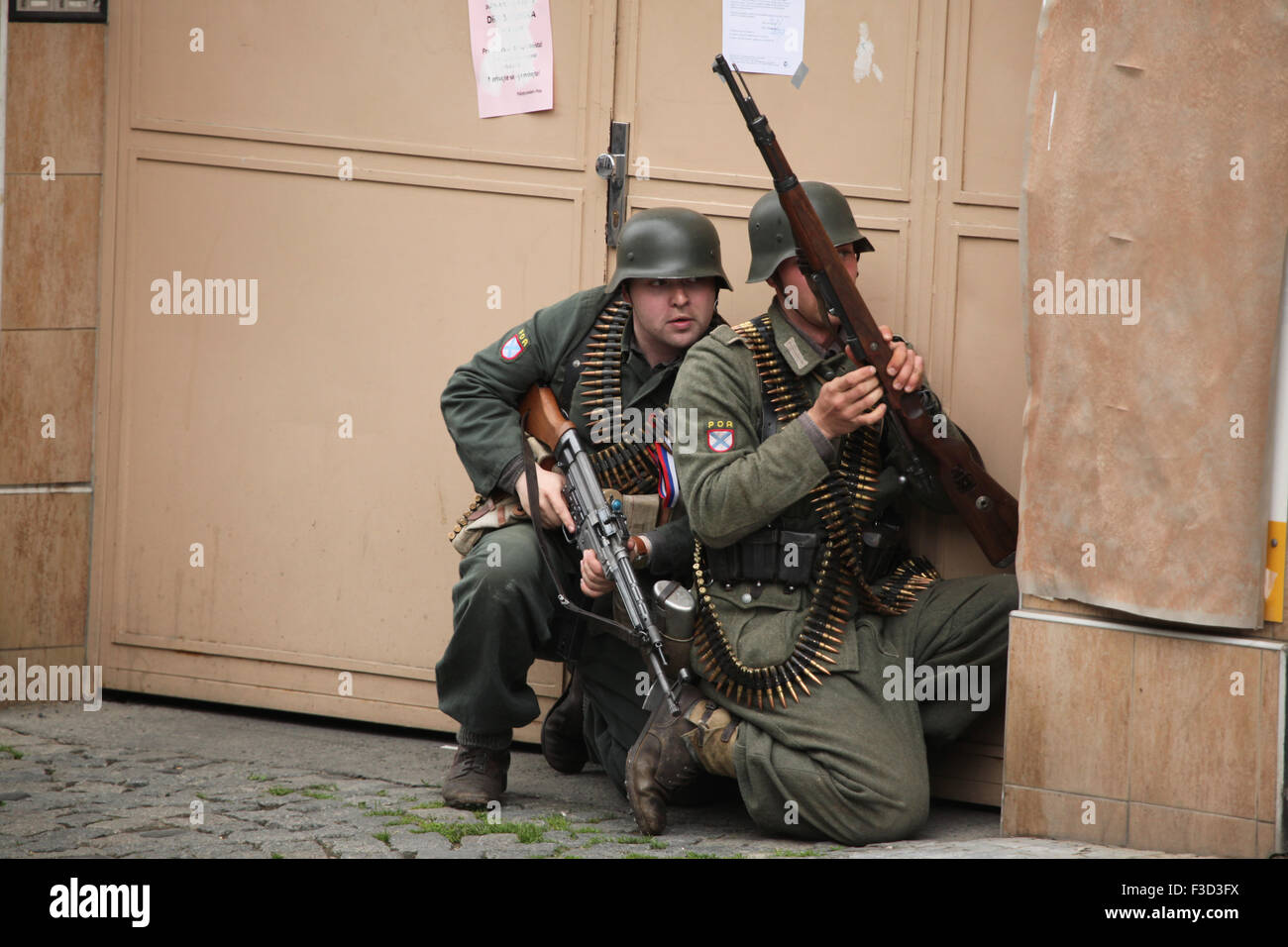 Reenactors Uniformed As Soldiers Of The Russian Liberation