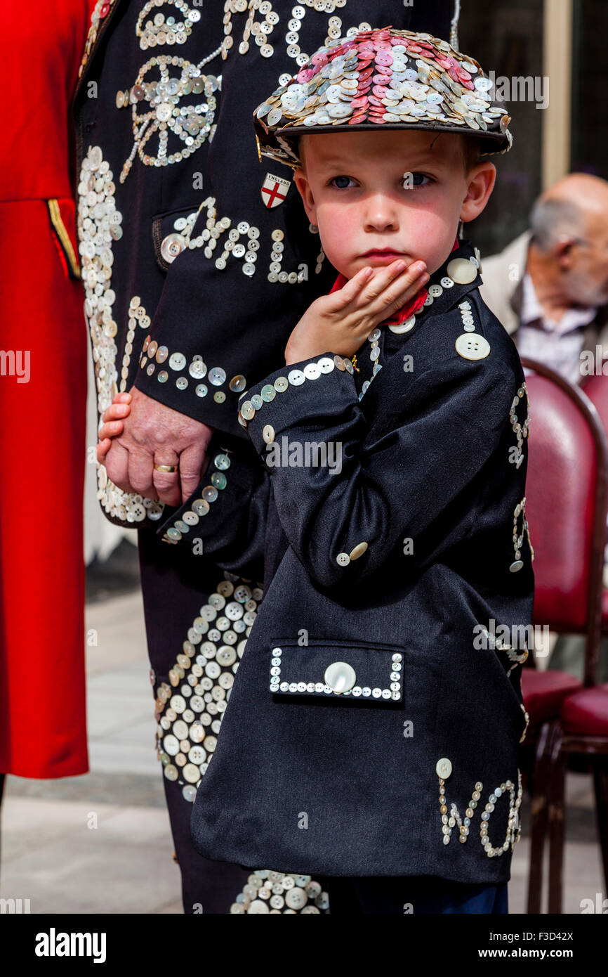 A Pearly Prince At The Annual Pearly Kings and Queens Harvest Festival Held At The Guildhall, London, UK Stock Photo