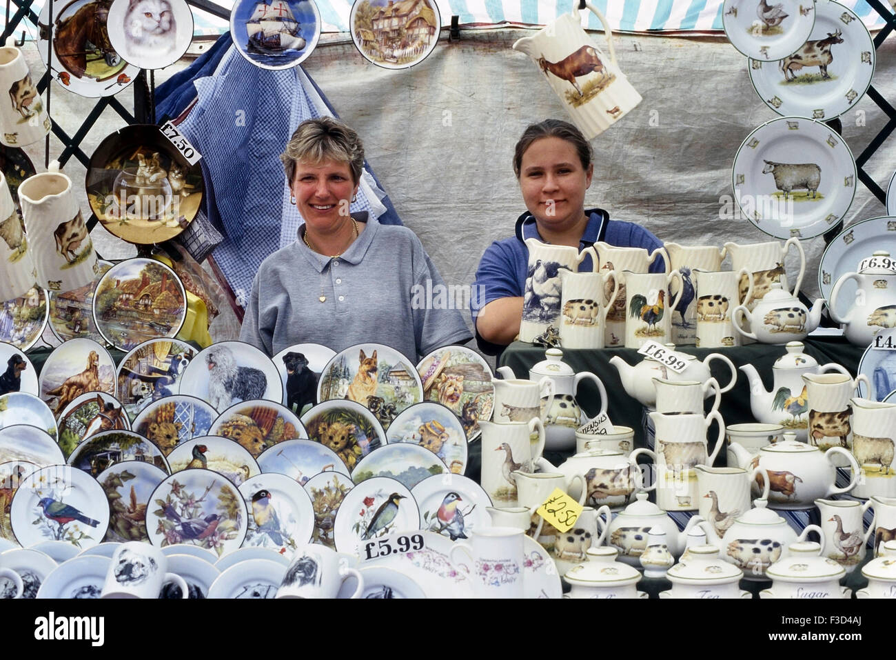 Crockery market stall. Great Yarmouth. Norfolk. England. UK Stock Photo